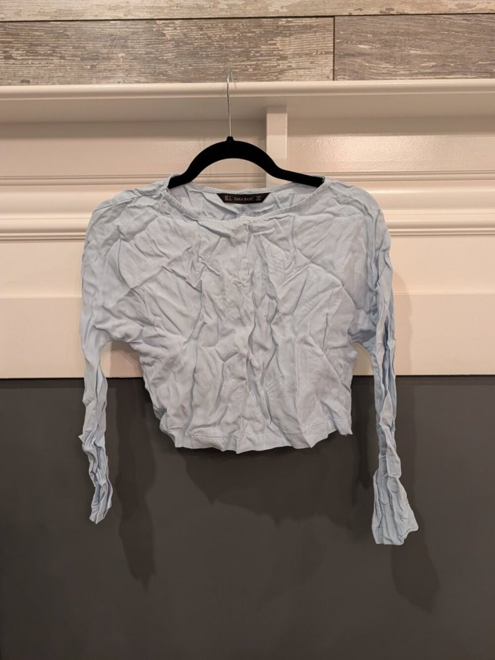 Zara Basic Light Blue Cropped Top Size S